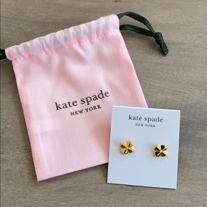 Kate Spade Legacy Logo Earrings, Clear/Gold, NWT